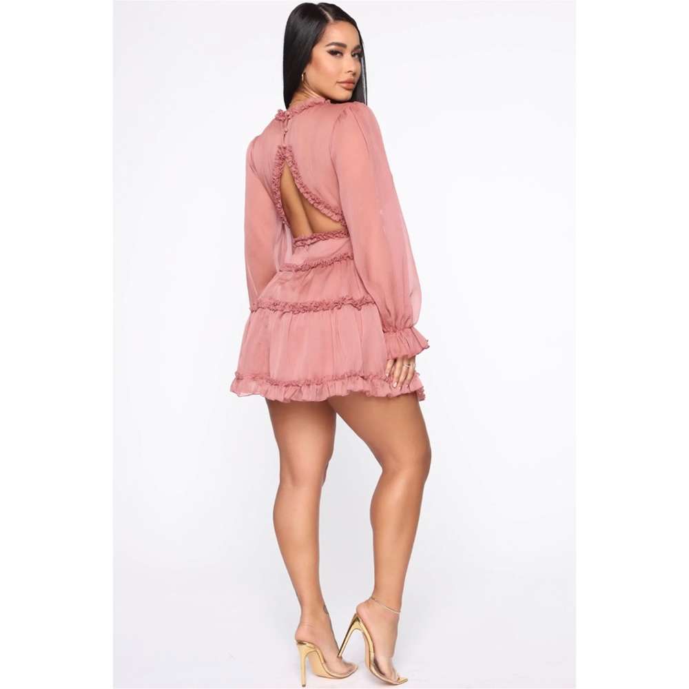 Flare Ruffle Mini Dress - Mauve